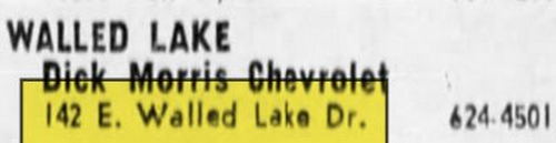 Dick Morris Chevrolet (Walled Lake Chrysler Plymouth) - June 1970 Dick Morris